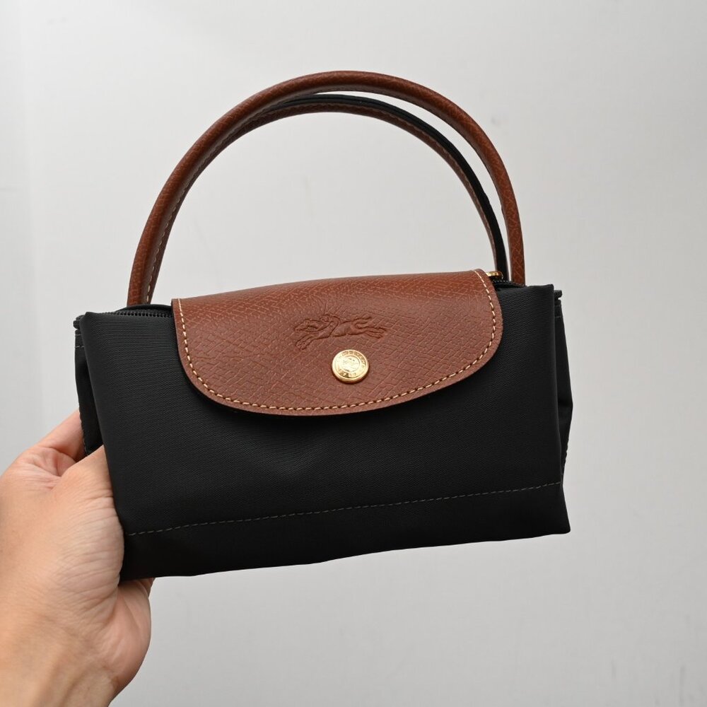 Longchamp Black and Brown Handbag